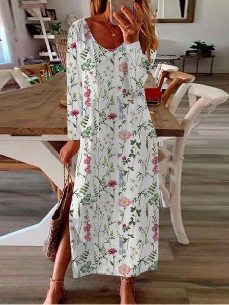 

Crew Neck Floral Casual Dresses, Multicolor, Dresses