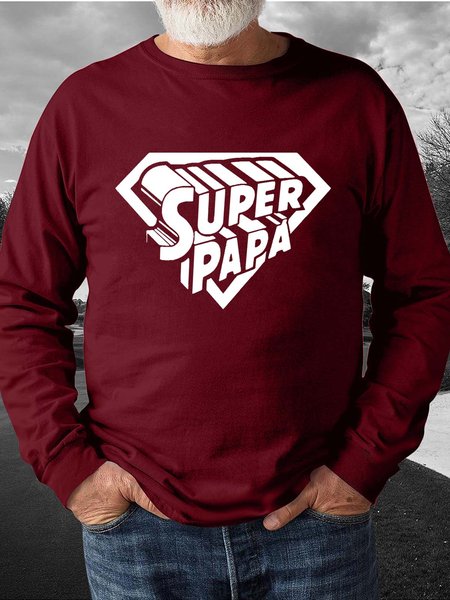 

Men Papa Father Figure Letters Crew Neck Sweatshirt, Red, Hoodies&Sweatshirts
