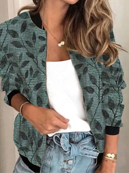 

Casual Leaf Crew Neck Other Long sleeve Coat, Green, Coats