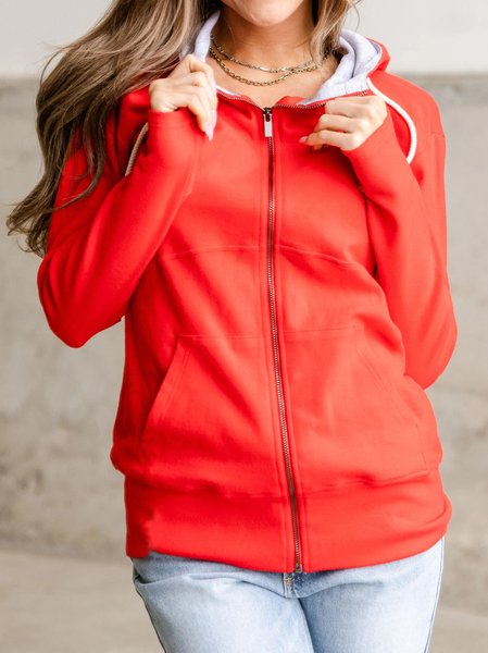

Zipper Loose Hoodie Sweatshirts, Red, Sweatshirts & Hoodies