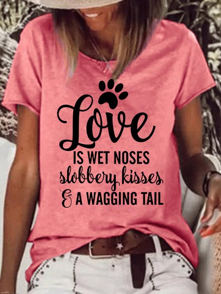 

Womens Dog Lover Crew Neck T-Shirt, Red, T-shirts