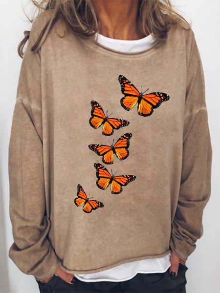 

Butterfly Print Women's Sweatshirt, Light brown, Hoodies&Sweatshirts