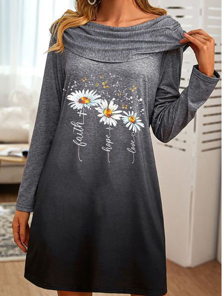 

Floral Loose Casual Dresses, Gray, Mini Dresses