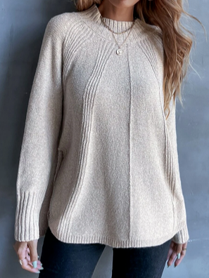 

Plain Wool/Knitting Crew Neck Casual Sweater, Beige, Sweaters & Cardigans