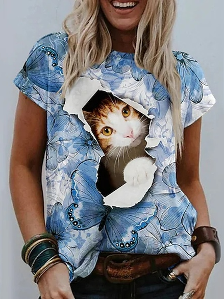 

Cotton-Blend Crew Neck T-Shirt, Multicolor, T-Shirts