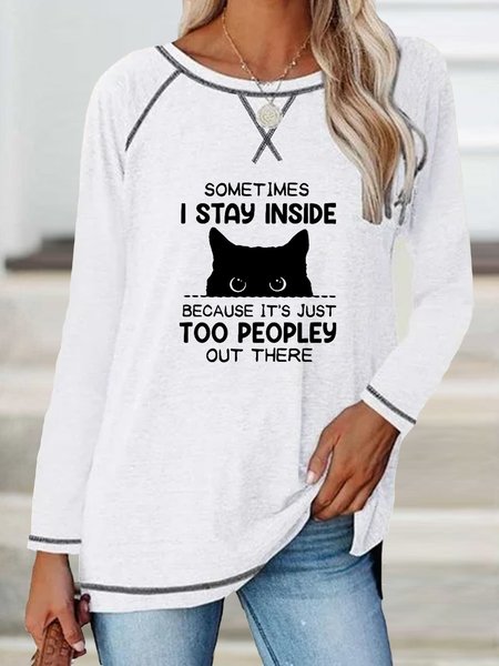 

Casual Crew Neck Text Letters T-Shirt, White, T-Shirts
