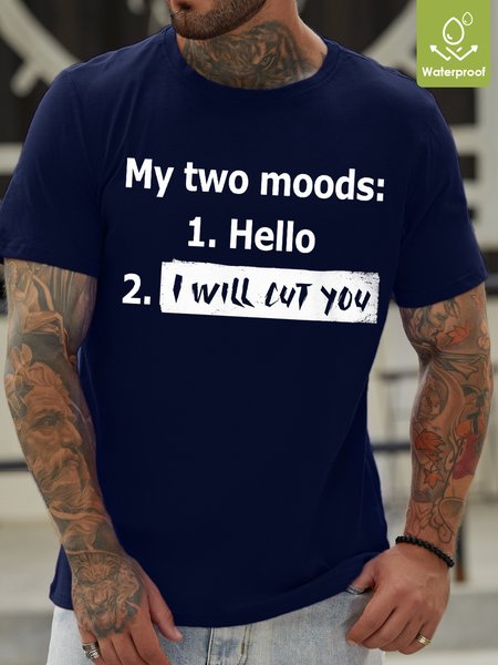Mens My Two Moods Funny Antisocial Casual T-Shirt, Blue, T-shirts