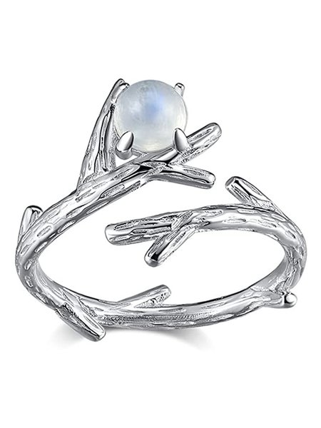 

Vintage Moonstone Branch Open Adjustable Ring, Silver, Rings