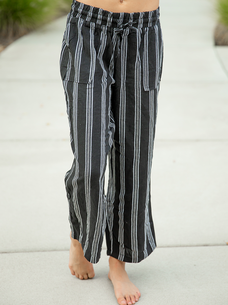 

Cotton-Blend Geometric Casual Pants, Black, Pants