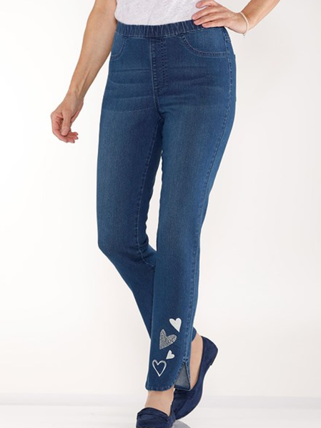 

Casual Denim Heart/Cordate Jeans, Blue, Jeans