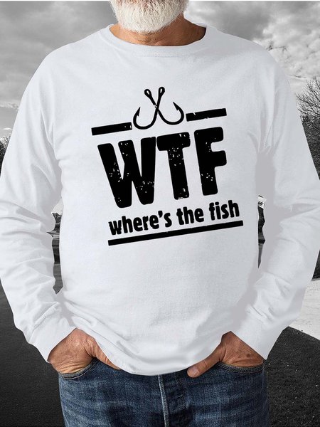 

Men Fishing Figure Letters Casual Sweatshirt, White, Hoodies&Sweatshirts