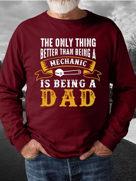 

Men Dad Family Letters Crew Neck Casual Regular Fit Sweatshirt, Red, Hoodies&Sweatshirts