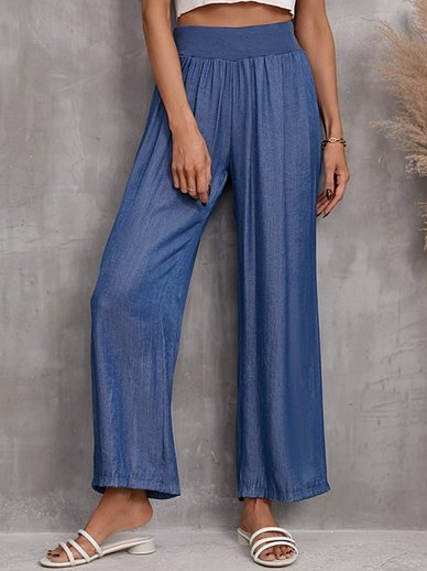 

Casual Cotton-Blend Casual Pants, Blue, Pants