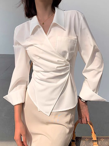 

Autumn X-Line Regular Fit Long sleeve Urban Blouse, White, Blouses and Shirts