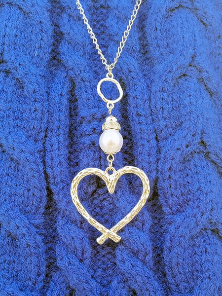 Pearl Heart Shape Necklace, Silver, Necklaces