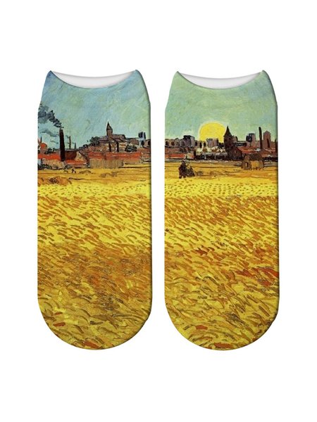 

Retro Art Oil Painting 3D Printing Socks, Color5, Socks