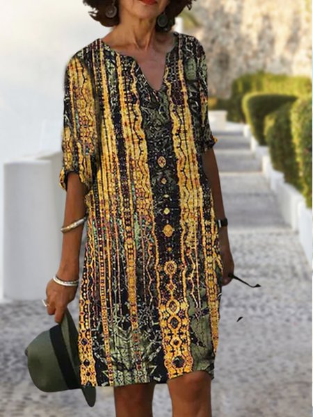 

Casual Loose Geometric Dresses, Multicolor, Dresses