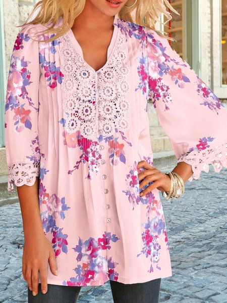 

Regular Fit Floral Blouse, Pink, Shirts & Blouses