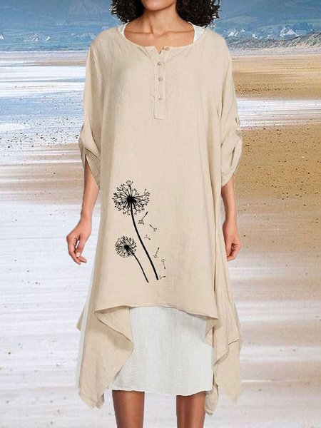 

Crew Neck Casual Dresses, Khaki, Dresses