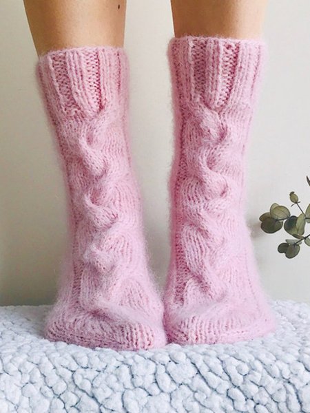 

Casual Home Wool Cotton Twist Pattern Floor Socks Pile Pile Socks Autumn Winter Warmth Thickening Accessories, Pink, Socks