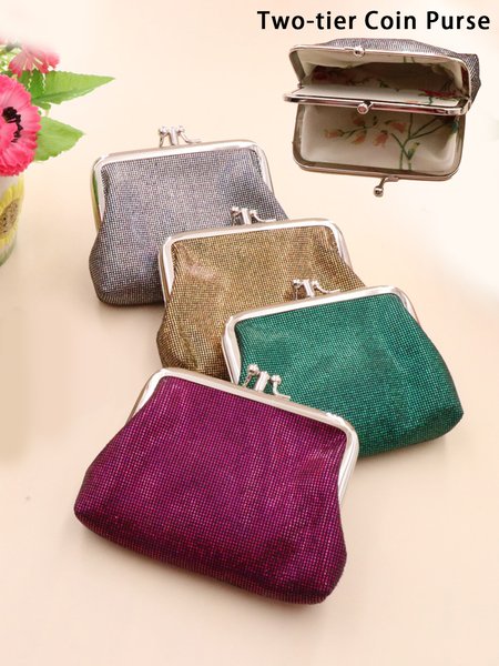 

Women Sexy Plain All Season Glitter Polyester Buckle Wearable PINS Style Regular Wallet & Card Holder, Burgundy, Bags