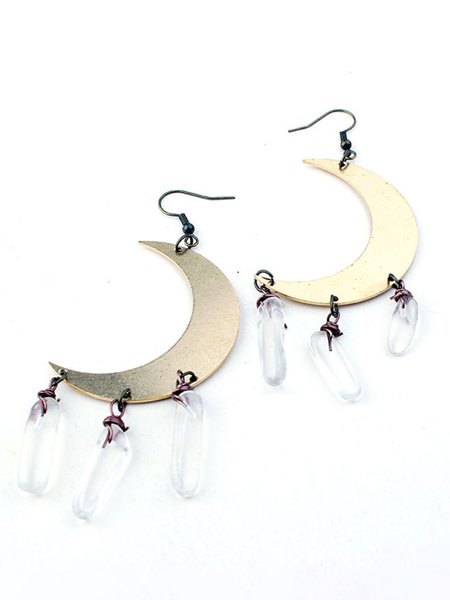 

Ethnic Vintage Handmade Moon Natural Crystal Earrings, White, Earrings
