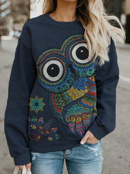 

Crew Neck Casual Loose Sweatshirts, Blue, Sweatshirts & Hoodies