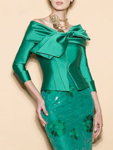 

Elegant Plain Regular Fit Blouse, Green, Blouses and Shirts
