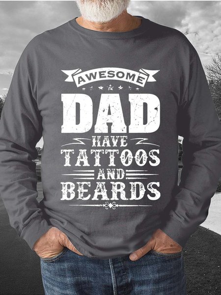 

Men Figure Dad Letters Regular Fit Casual Crew Neck Sweatshirt, Gray, Hoodies&Sweatshirts