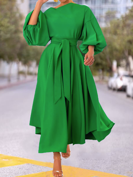 

Summer Three Quarter X-Line Asymmetrical Plain Asymmetrical Daily Dresses, Green, Maxi Dresses
