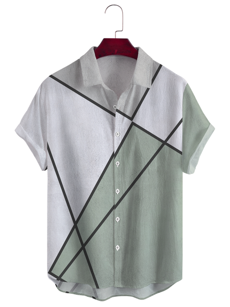 

Cotton Linen Style American Casual Striped Versatile Linen Shirt, As picture, Short Sleeve Shirts