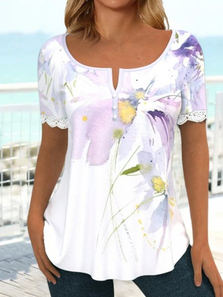 

Floral Vacation Loose T-Shirt, Multicolor, T-Shirts