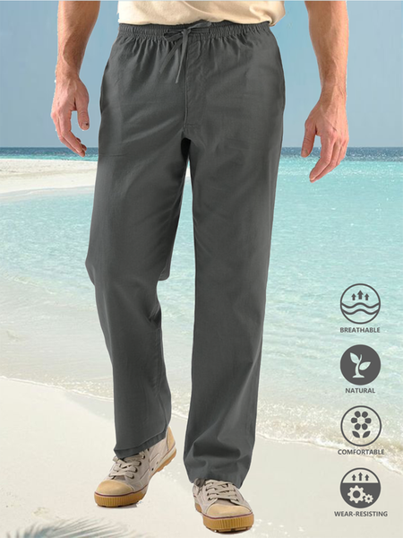 

Cotton And linen Style American Casual Basic Wild linen Trousers, As picture, Men's pants