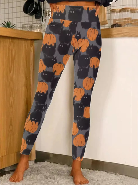 

Women Cat Regular Fit Leggings, Orange, Leggings