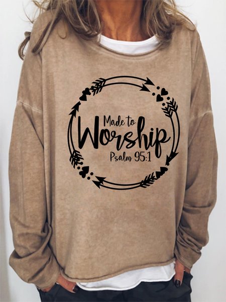 

Made To Workship Psalm 95:1 Women's Sweatshirt, Light brown, Hoodies&Sweatshirts