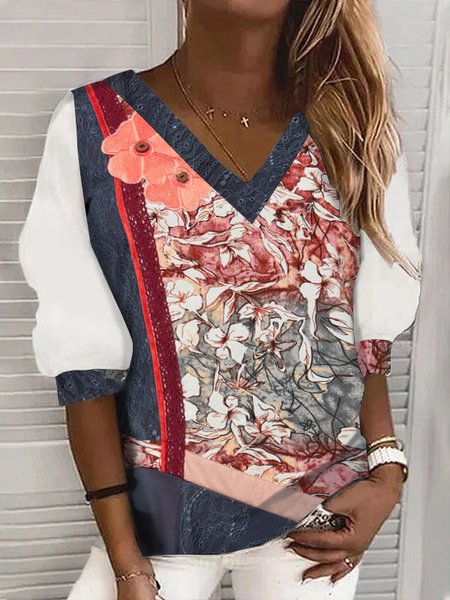 

Color Block V Neck Casual Sweatshirts, Multicolor, Sweatshirts & Hoodies