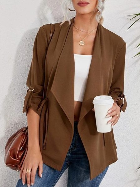 

Women Plain Autumn Urban Natural Micro-Elasticity Daily Shawl Collar Cotton-Blend Regular Coat, Coffee, Outerwear