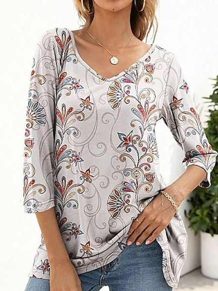 

Floral Casual Loose Tops, Multicolor, Tops