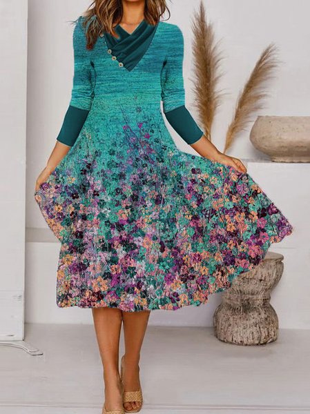 

Casual Regular Fit Cotton-Blend Dresses, Cyan, Dresses