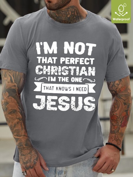 

I'm Not That Perfect Christian Waterproof Oilproof And Stainproof Fabric Men's T-Shirt, Light gray, T-shirts