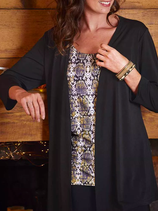 

Cross Neck Urban Other Coat, Black, Cardigans