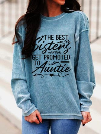 

The Best Sister Crew Neck Loose Casual Sweatshirt, Blue, Hoodies & Sweatshirts