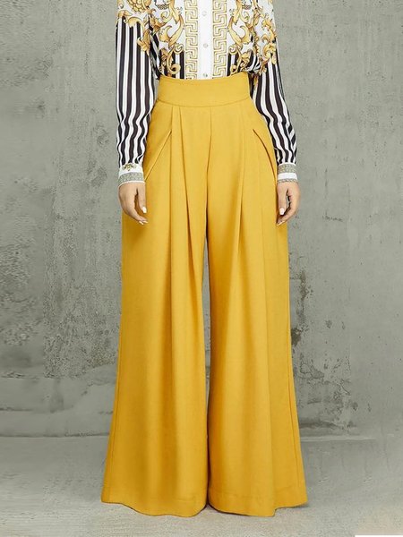 

Urban Regular Fit Fashion Pants, Yellow, Wide Leg Pants