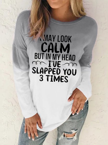 

Casual Gradient Letter Print Crew Neck Knit Long Sleeve Sweatshirt, Light gray, Sweatshirts & Hoodies