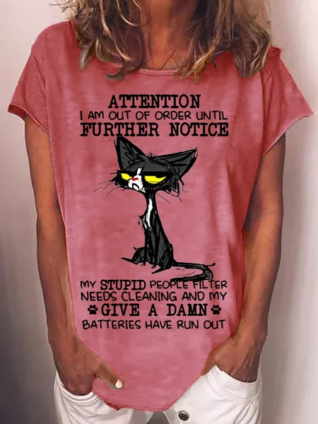 

Womens Funny Attention I am Out Of Order T-Shirt, Red, T-shirts