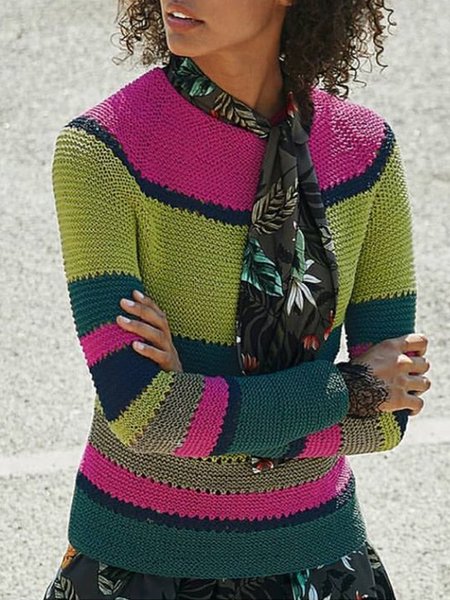 

Casual Color Block Sweater, Multicolor, Sweaters