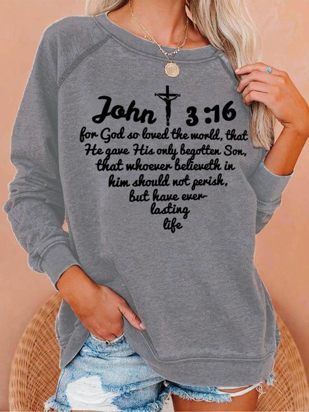 

John 3:16 For God So Loved The World Women's Sweatshirt, Gray, Hoodies&Sweatshirts