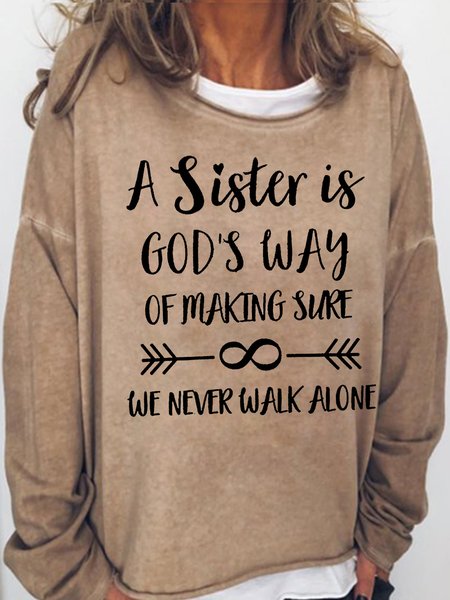 

Womens Sisters Gift Letters Sweatshirts, Light brown, Hoodies&Sweatshirts