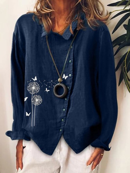

Dandelion Casual Cotton Blouse, Blue, Shirts & Blouses