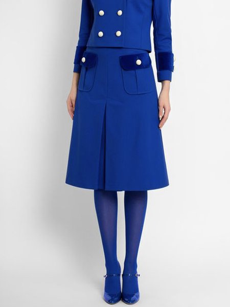 

Regular Fit Urban Plain Skirt, Blue, Midi Skirts